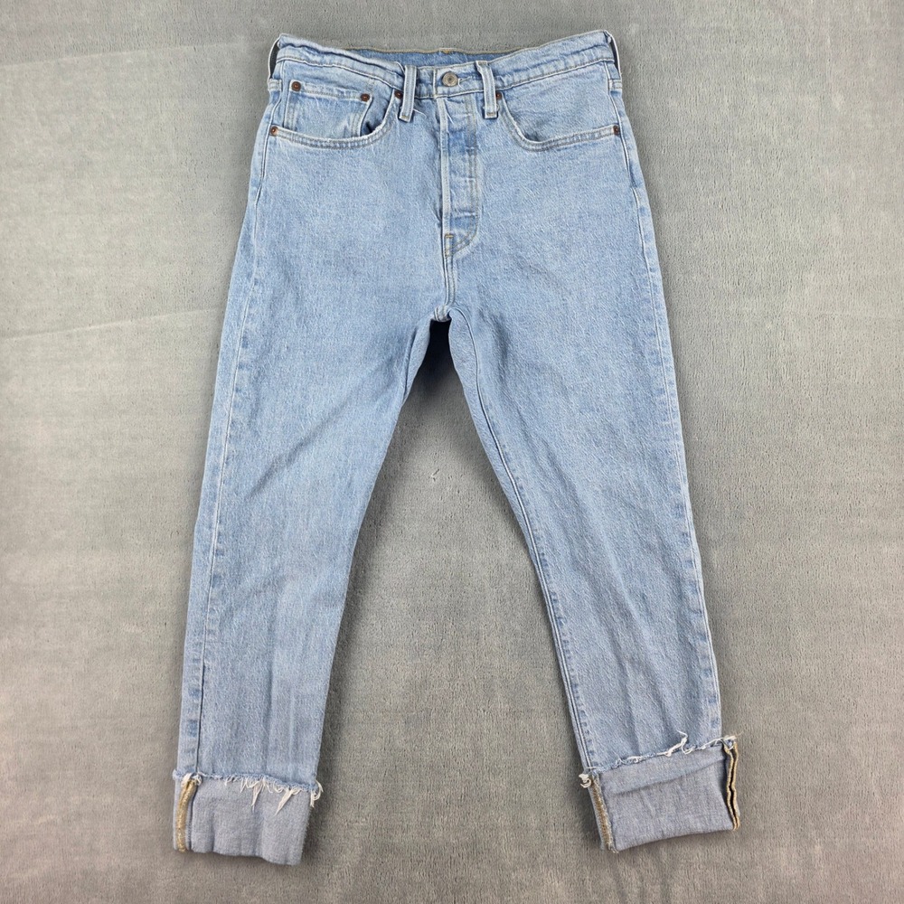 Levis 501 S Skinny Jeans Light Wash Button Fly Raw Hem 29502-0148 W30 L30